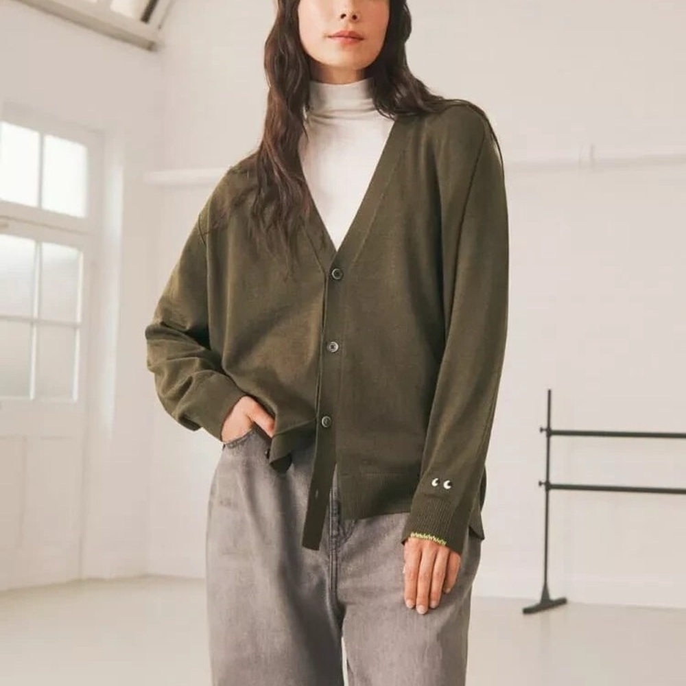 ANYA HINDMARCH x UNIQLO - 100% Merino Relaxed Fit V Neck Cardigan